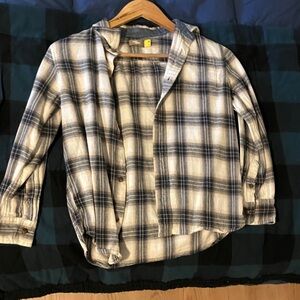 Cozy Plaid Kids Button-Down Shirt - Navy and White